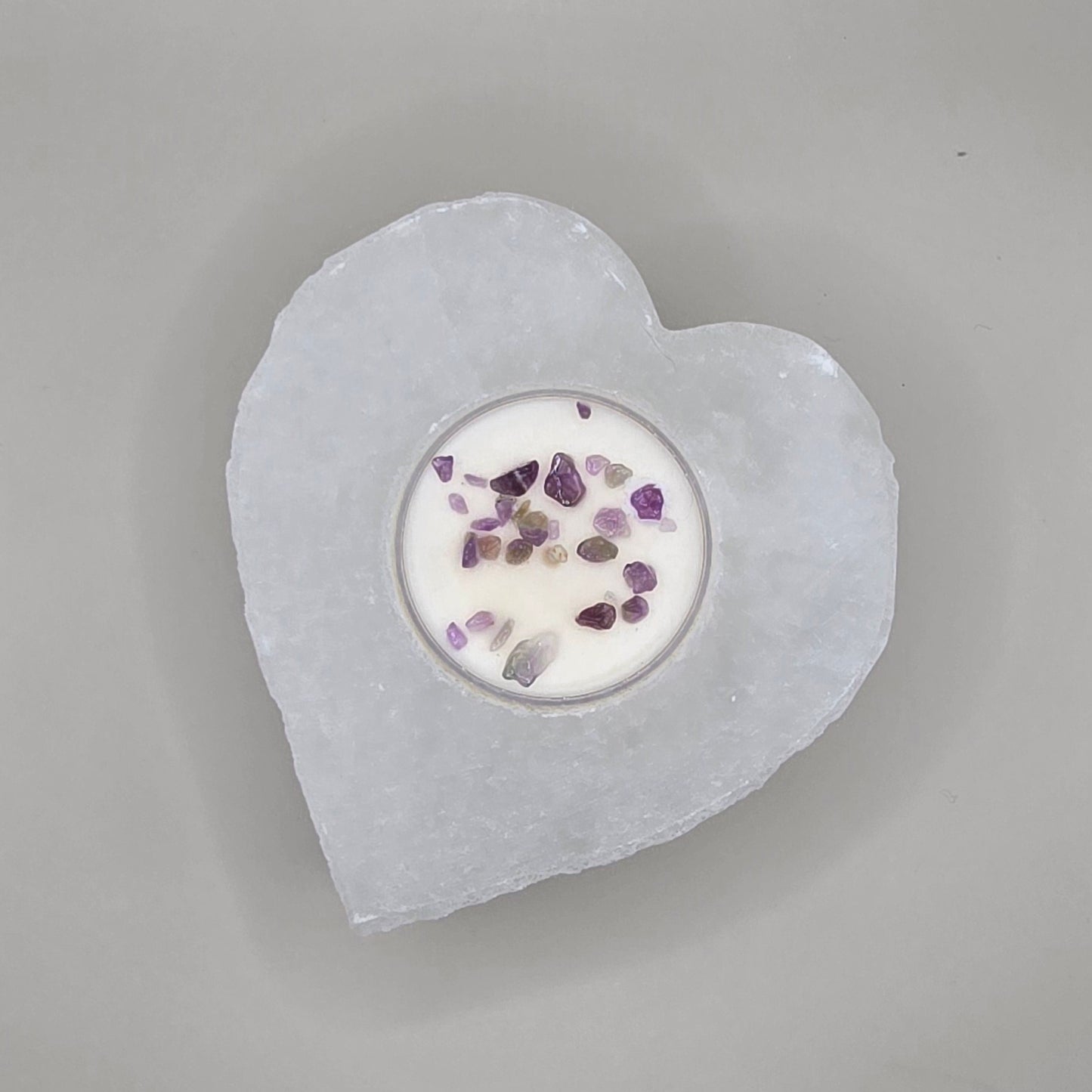Selenite Heart Tealight Candle Holder