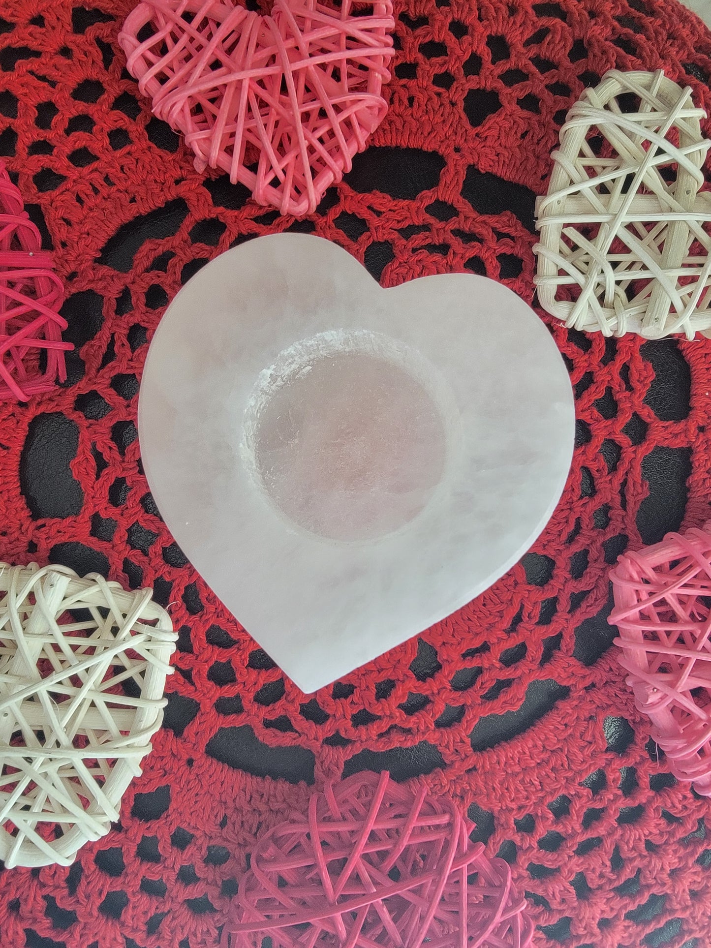 Selenite Heart Tealight Candle Holder