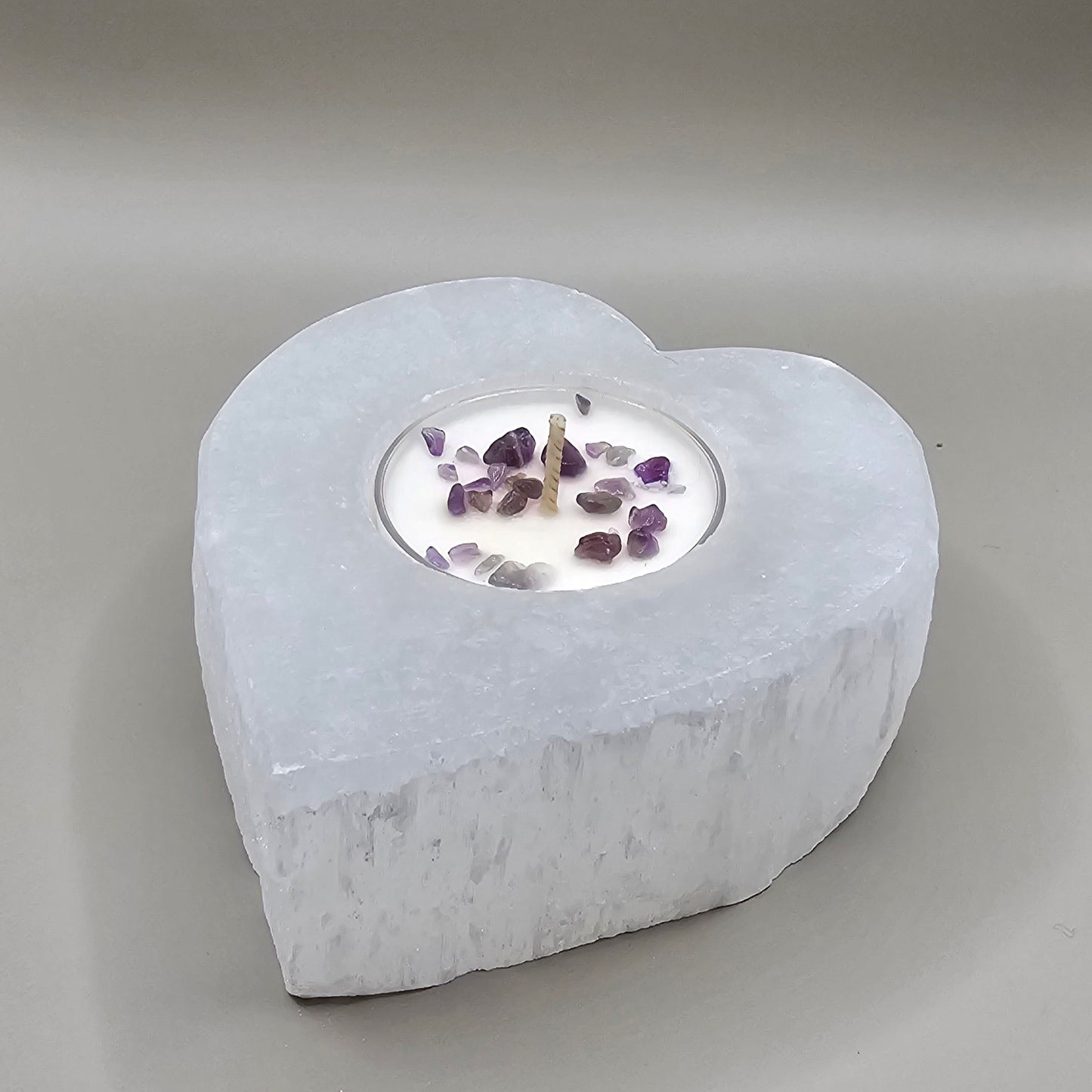 Selenite Heart Tealight Candle Holder